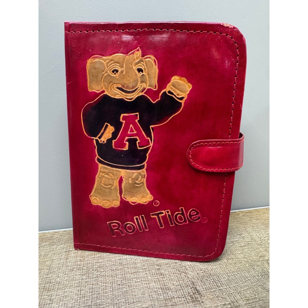 Vintage University of Alabama Crimson Tide Leather Ring Planner Big Al Roll Tide